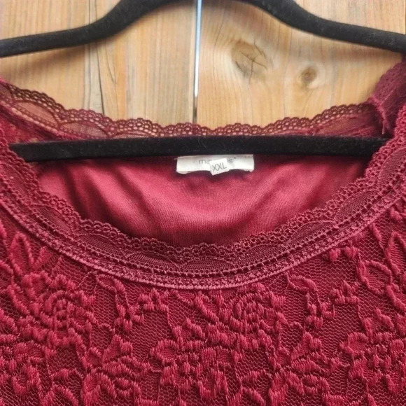 Maurices  Womens Plus Size in Red Zinfandel Double Lined Lace Dress Size XXL - Picture 4 of 15